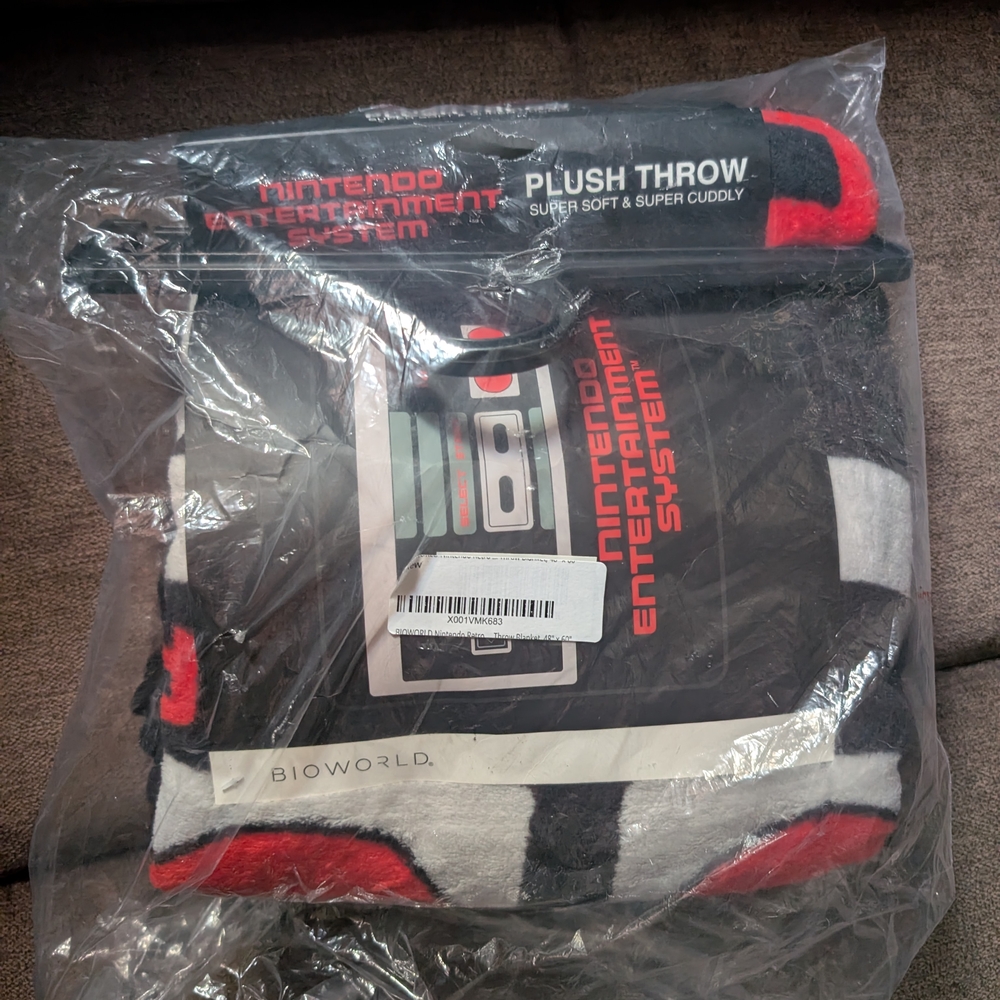 Bioworld NES Themed Plush Blanket - Red, Black, White
